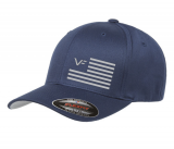 Valor Forge Navy Blue Custom Embroidered FlexFit Hat with Flag Graphic