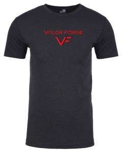 Men's classic, crew neck fitted short sleeve T-shirt with custom graphic Valor Forge Insignia logo on the front and Stars graphic on the back.