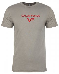 Men's classic, crew neck fitted short sleeve T-shirt with custom graphic Valor Forge Insignia logo on the front and Stars graphic on the back.