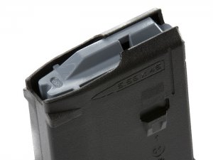 A 40-round 5.56x45 NATO (.223 Remington) polymer AR15 magazine.