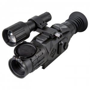 Coupled with its 850nm IR Illuminator, this riflescope employs a 1920x1080 CMOS sensor to detect objects up to 200 yards away at night.