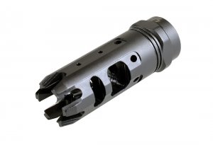 The King-Comp for AR .223/5.56mm is a cross between a compensator and a muzzle brake or effective “combo” muzzle device