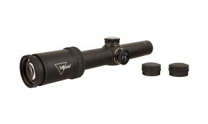 Second focal plane (SFP) riflescope with BDC target holds, 30mm tube, matte black color and capped adjusters.