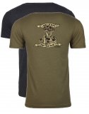 Men's classic, crew neck fitted short sleeve T-shirt with custom graphic Valor Forge Don't Tread On Me logo.